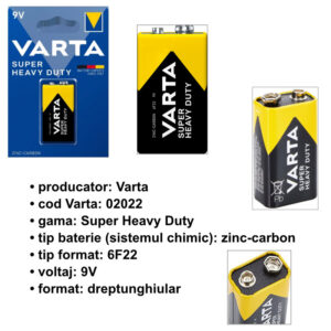 Baterie Varta 9V Dreptunghiulară