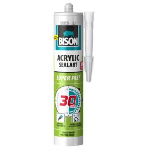 Etanșeizant acrilic ultra rapid BISON Acrylic Super Fast 30min, alb, 300ml
