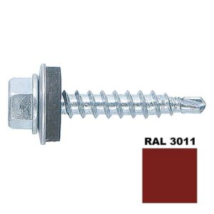 Șurub autoforant STARKFIX, cu cap hexagonal și șaibă EPDM, pentru metal, 4,8×35, RAL3011, 250buc