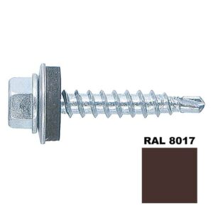 Șurub autoforant STARKFIX, cu cap hexagonal și șaibă EPDM, pentru metal, 4,8×35, RAL8017, 250buc