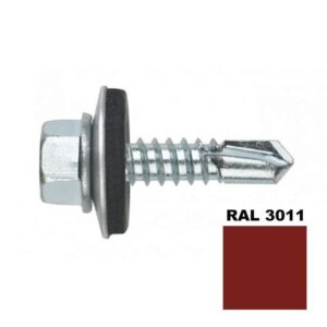 Șurub autoforant STARKFIX, cu cap hexagonal și șaibă EPDM, pentru metal, 4,8×19, RAL3011, 250buc