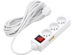 PRELUNGITOR CU ÎNTRERUPĂTOR, 3 PRIZE CU ÎMPĂMÂNTARE, 5M