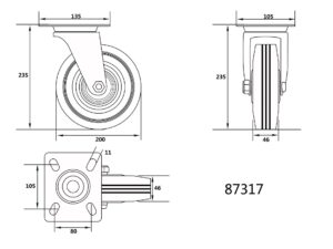 Roată Pivotantă 200MM