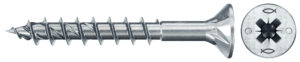 Șurub fischer pentru PAL, FPF II CZP 5.0 x 50 BC 500 cu cap înecat, placat cu zinc albastru, filet parțial antrenare în cruce PZ
