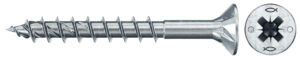 Șurub fischer pentru PAL, FPF II CZP 4.0 x 40 BC 1000 cu cap înecat, placat cu zinc albastru, filet parțial antrenare în cruce PZ