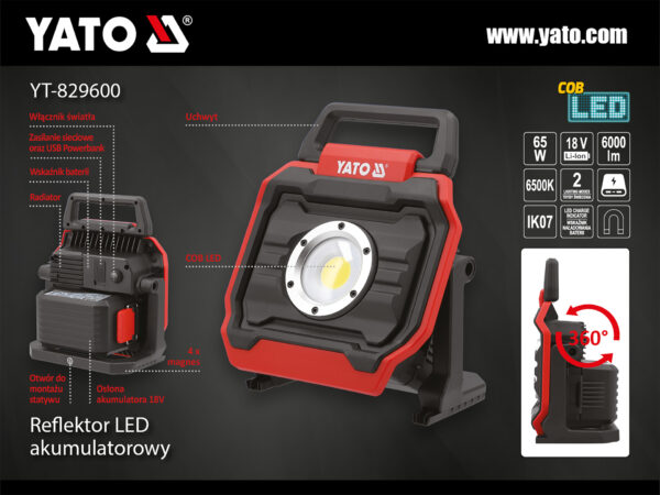 Reflector 18v, 6000LM IPX4