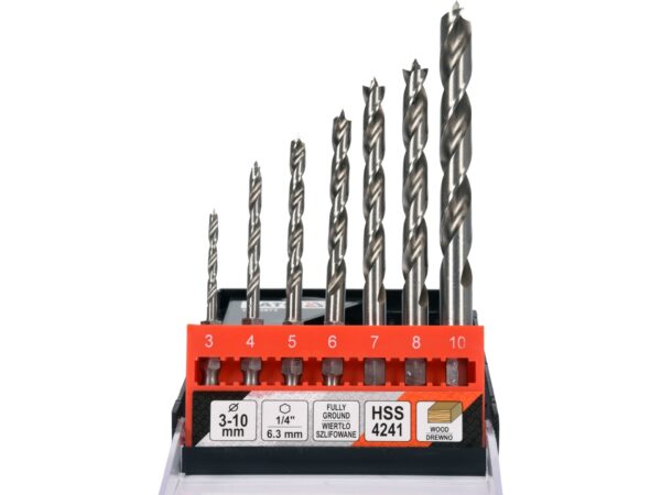 SET Burghie LEMN cu Prindere Hexagonală, 3-10MM