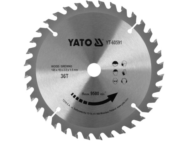 DISC Circular pentru LEMN 165x36tx16mm