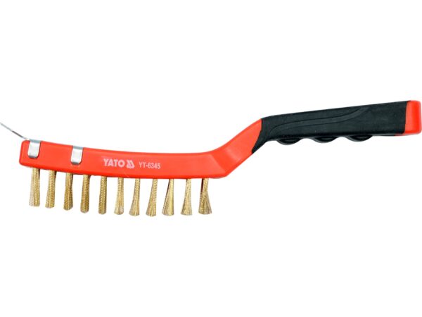 Perie de Sârmă din Alamă, 4 Rânduri, Mâner din Plastic cu Racletă