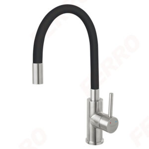 FERRO BATERIE STATIVA BUCATARIE CU PIPA FLEXIBILA NEAGRA ZUMBA INOX