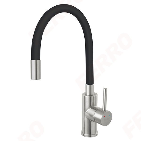 FERRO BATERIE STATIVA BUCATARIE CU PIPA FLEXIBILA NEAGRA ZUMBA INOX