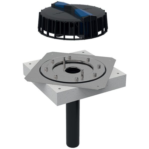 GEBERIT PLUVIA RECEPTOR TERASA CU FL. PT.FOLII DE HIDROIZ.- 12L/S D=56